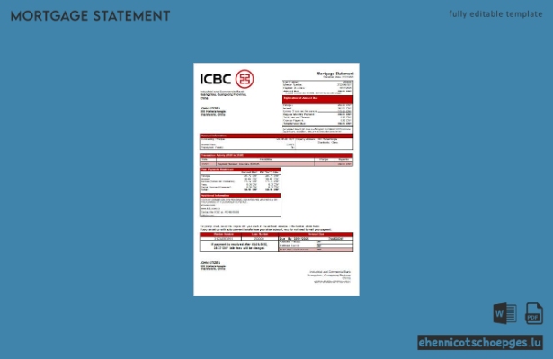 Beispiel für einen Hypothekenauszug der ICBC Bank in China (Vorschau)